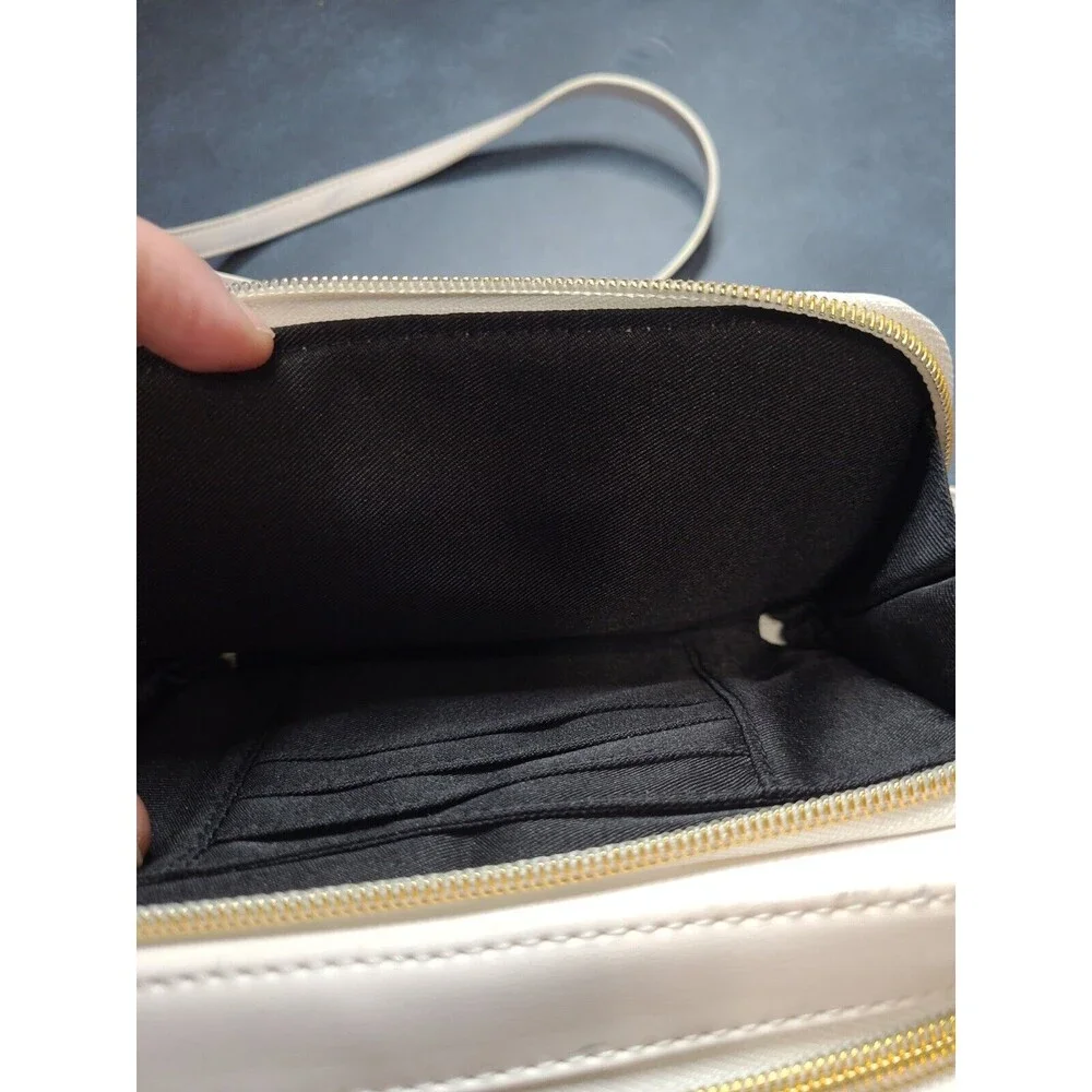 Studio 33 Crossbody Camera Bag with Floral Embellishment WHITE RTL$50